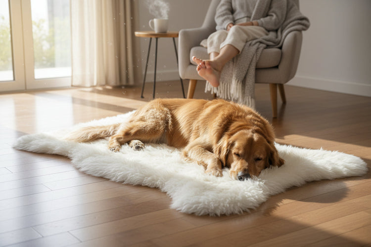 Wie ein Schaffellbett Hunden Geborgenheit bieten kann