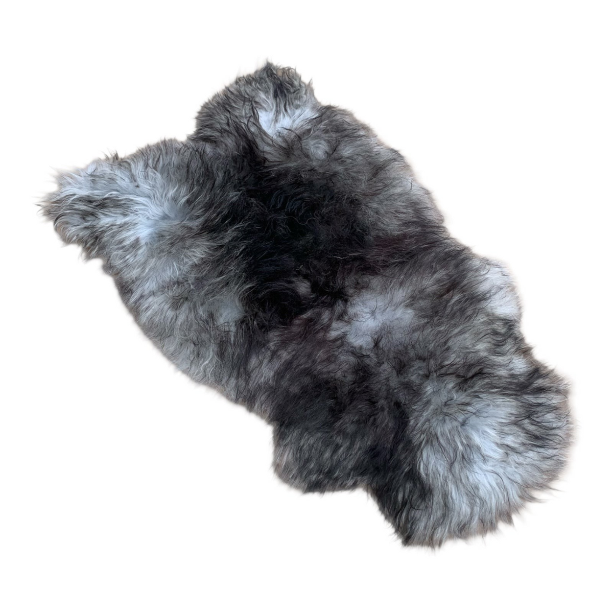 BillyGreen Schaffell in Grau Schwarz-Geflammt, 140cm, echtes Lammfell als dekorativer Teppich oder weiche Sitzauflage.