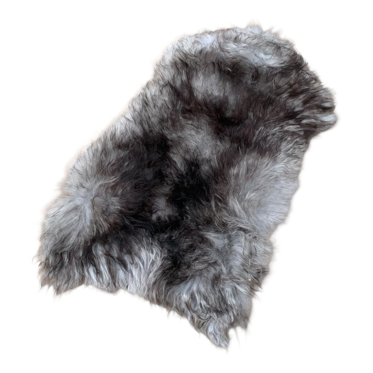 BillyGreen Schaffell in Grau Schwarz-Geflammt, 140cm, echtes Lammfell als dekorativer Teppich oder Sitzauflage.