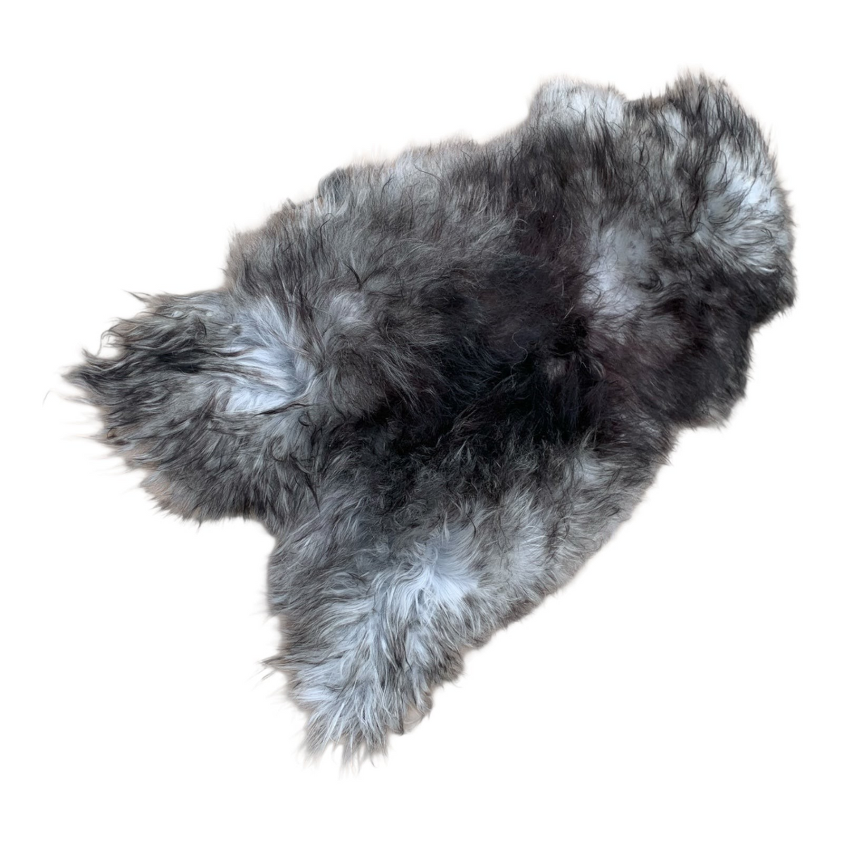 BillyGreen Schaffell in Grau Schwarz-Geflammt, 140cm, echtes Lammfell als dekorativer Teppich oder Sitzauflage