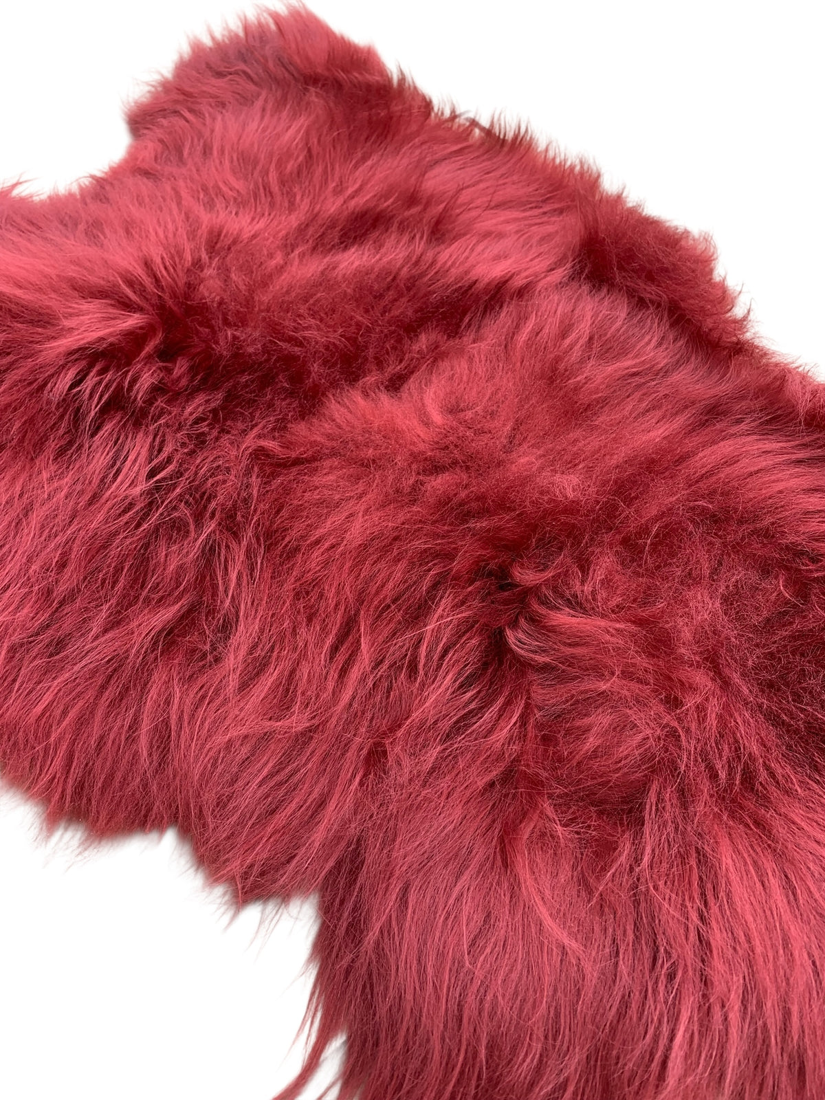 BUNTE Schaffell | Bordeaux-Rot | Echtes Lammfell |Teppich Deko | 120cm | Sitzauflage
