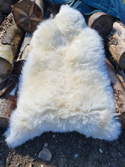 XXXL Schaffell Naturweiß - Riesenfell Lammfell ab 140 cm