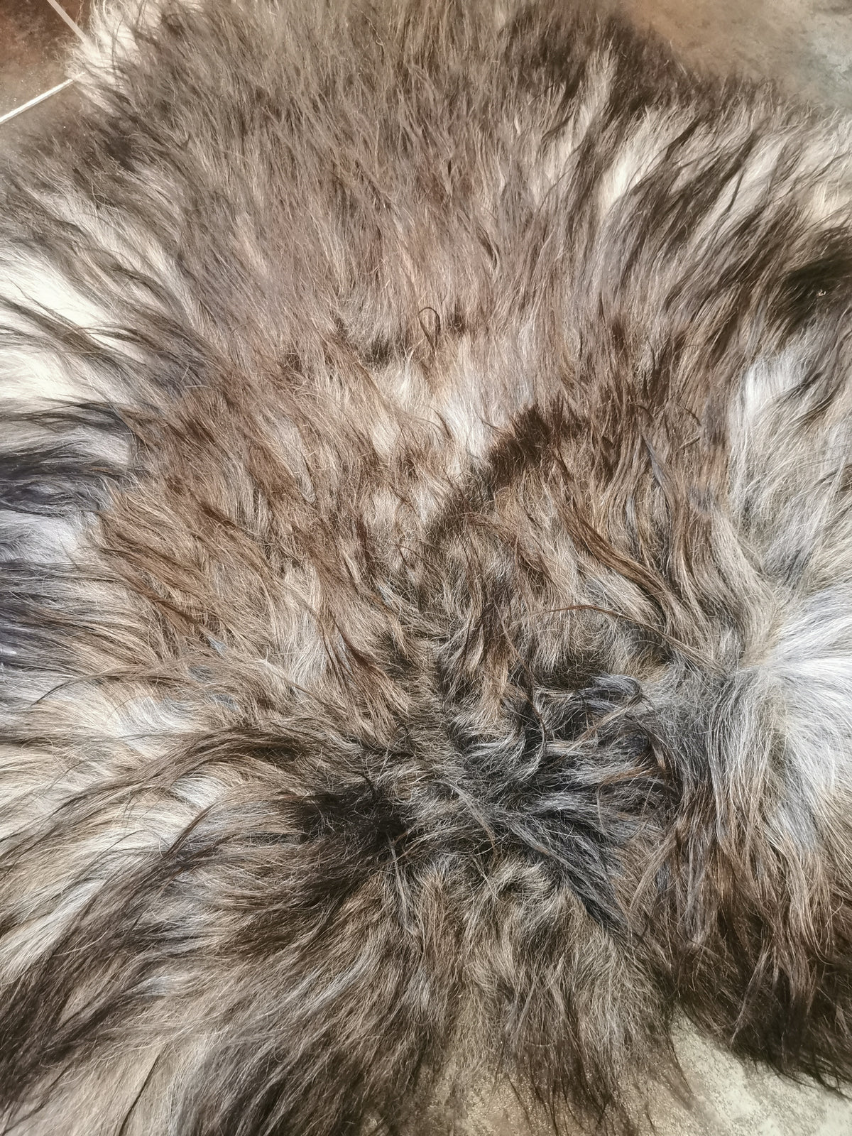 Rare natural Icelandic sheepskins, dark and grey melange