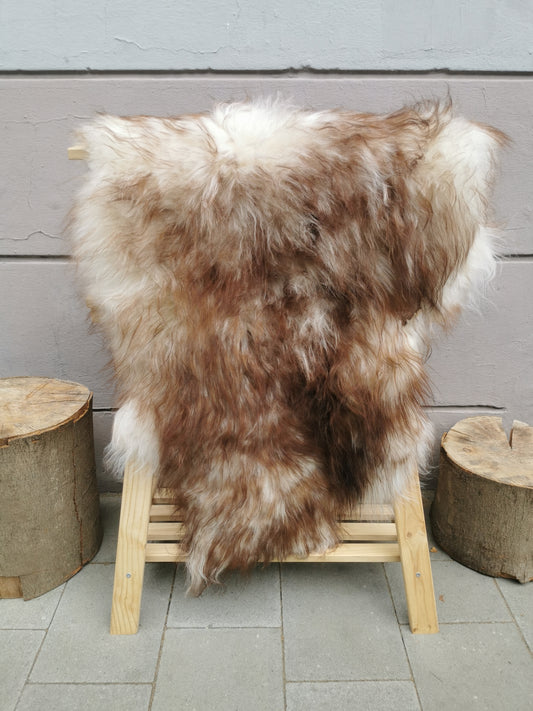 Island Schaffell Braun Geflammt - Seltenes Lammfell mit Langhaar 80-130 cm