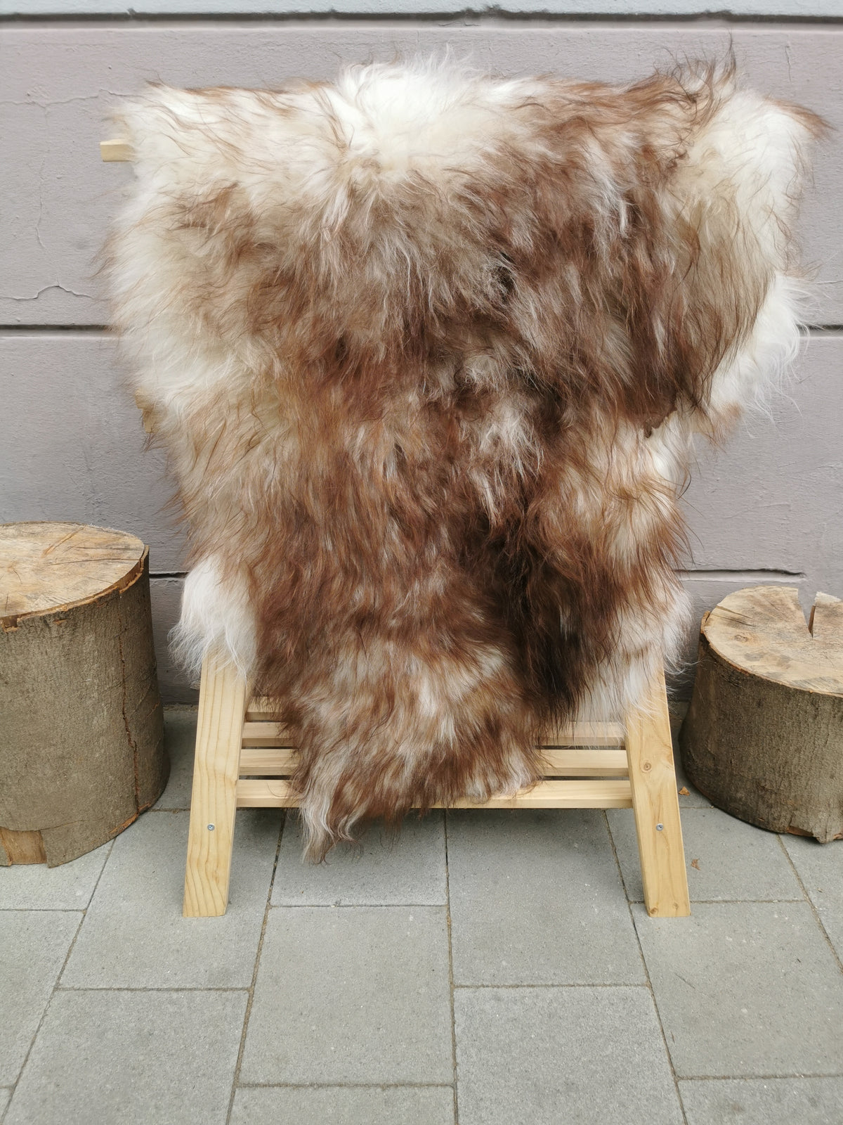 Island Schaffell Braun Geflammt - Seltenes Lammfell mit Langhaar 80-130 cm