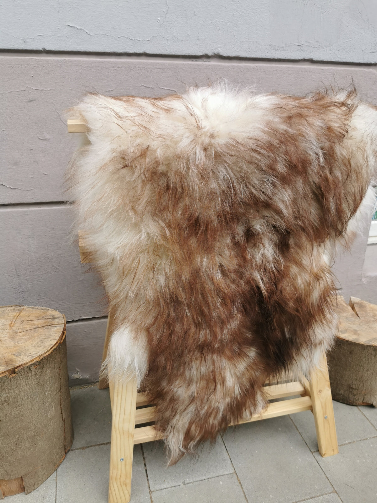Island Schaffell Braun Geflammt - Seltenes Lammfell mit Langhaar 80-130 cm