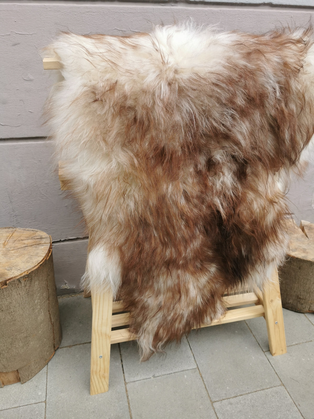Island Schaffell Braun Geflammt - Seltenes Lammfell mit Langhaar 80-130 cm