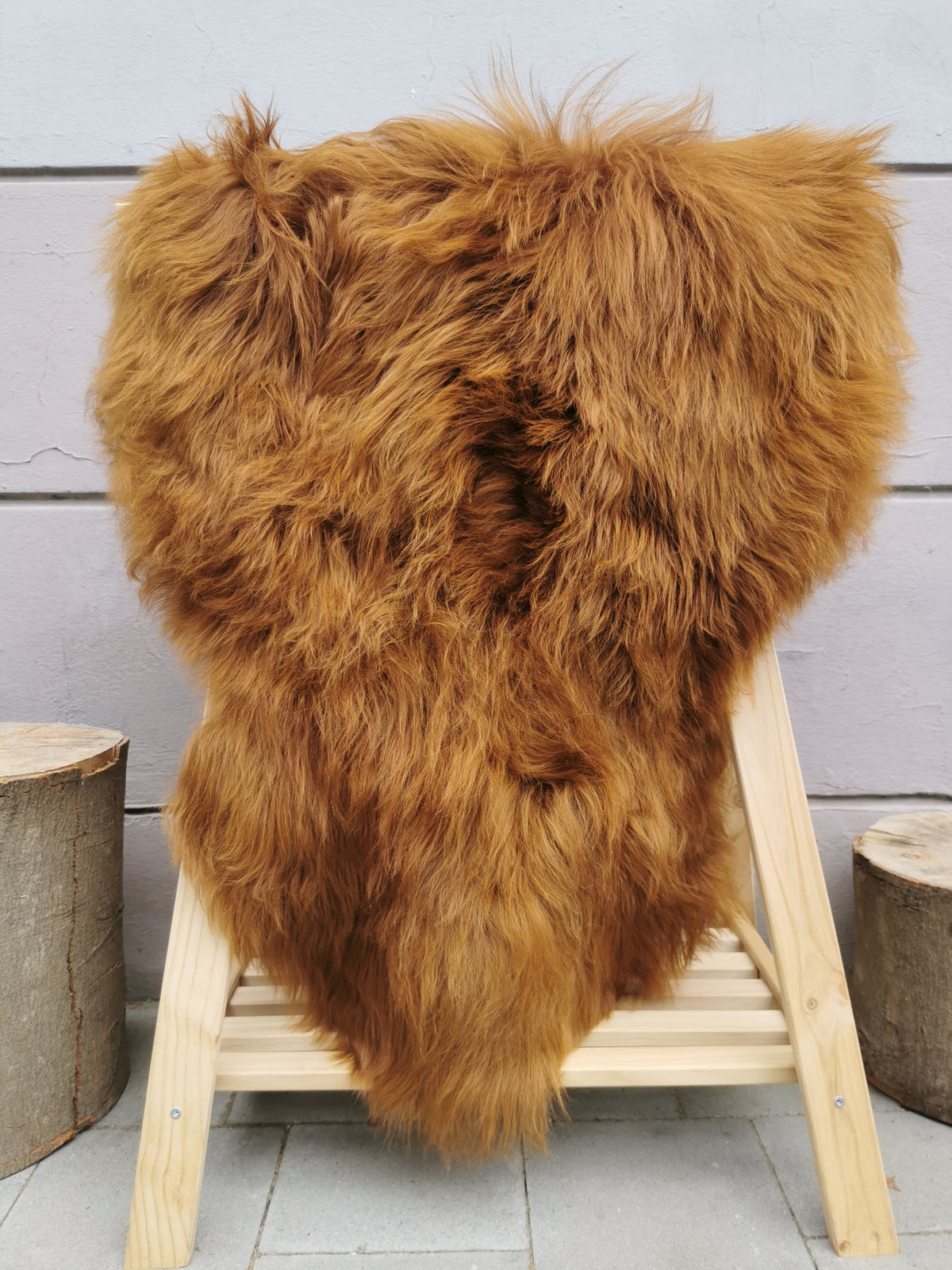 Island Schaffell Gold-Braun Ingwer - Seltenes Lammfell mit feinem Haar 80-130 cm