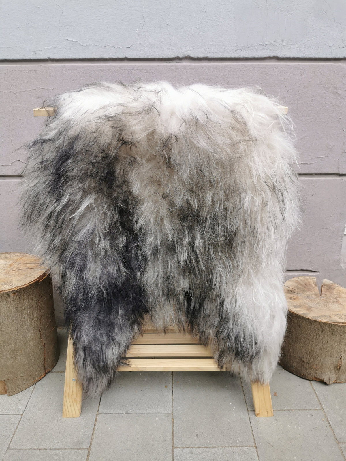 Rare Icelandic sheepskins, grey flamed