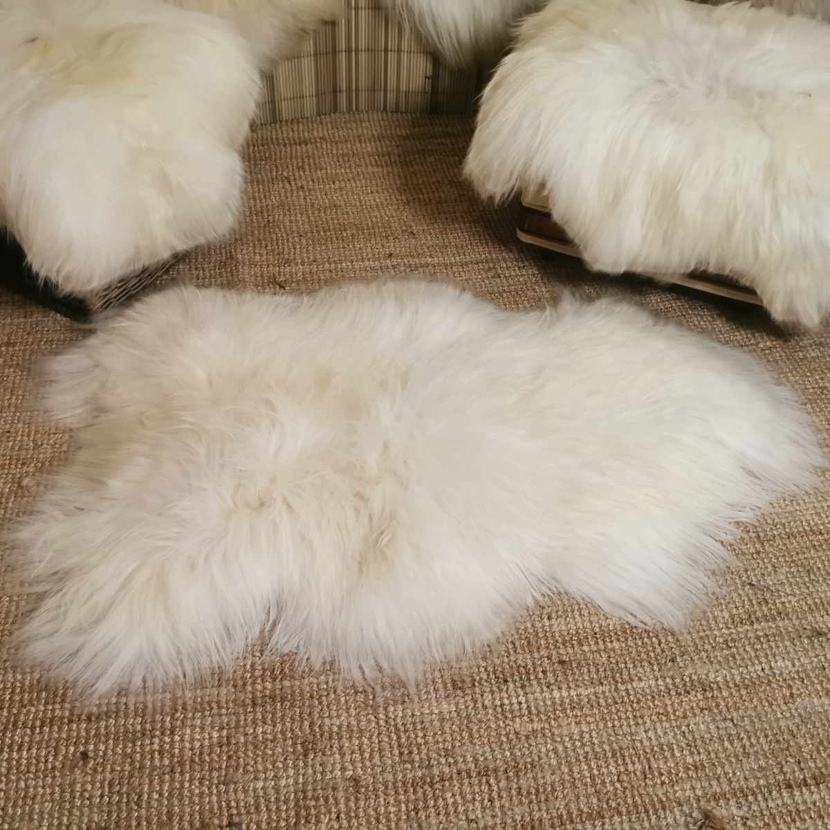 XXL Lammfell Schaffell Naturweiß Langhaar - 110-130 cm, 2. Wahl