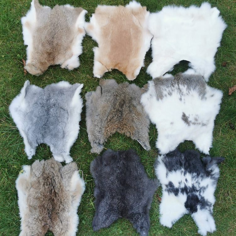 Kaninchenfelle in natürlichen Farben | Hasenfelle | Leder | 20-30cm x 15-20cm