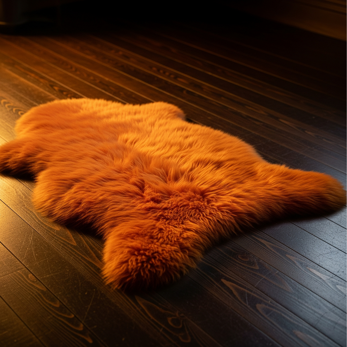 BUNTE Schaffell | Orange | Echtes Lammfell |Teppich Deko | 120cm | Sitzauflage