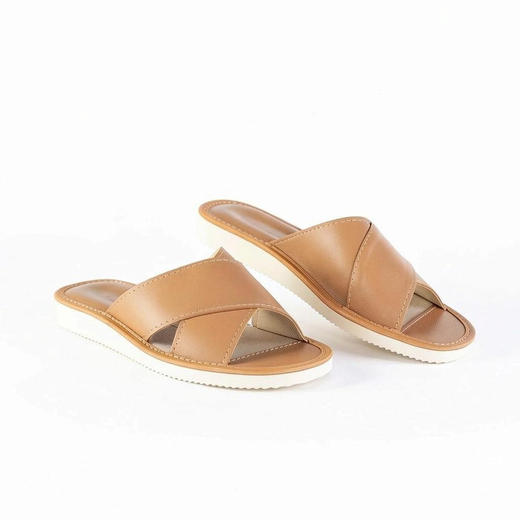 BillyGreen Carmen Comfort Damen-Hausschuhe aus braunem Merinoleder mit rutschfester Sohle
