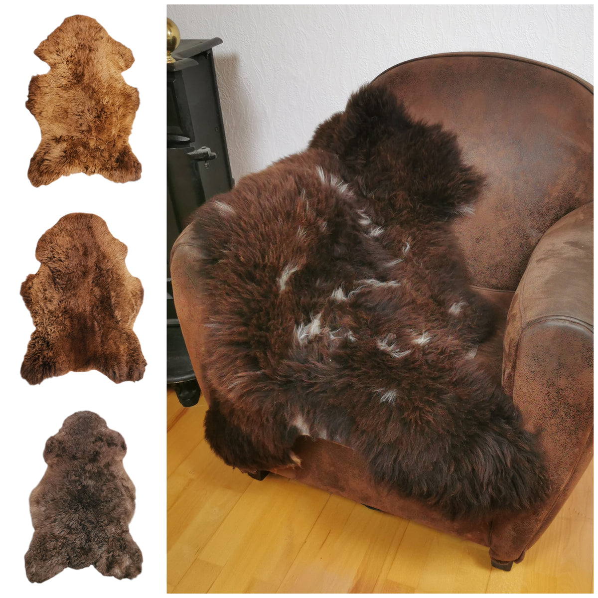 Schaffell 140 cm Braun - Echtes XXL Lammfell, Feltteppich & Sitzauflage