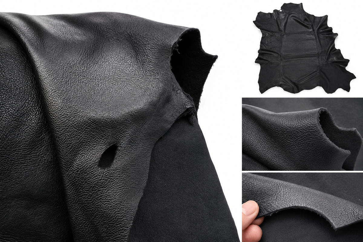 Schwarzes Schafnappaleder - ca. 0,9 mm | weich, flexibel & robust | 2. Sortierung